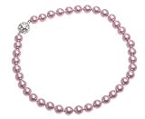 L. Erickson Pearl Necklace with Swarovski Encrusted Magnetic Clasp - Dark Rose