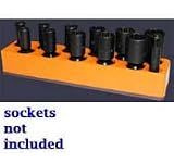 3/8 In Drive Swivel / Impact Metric Socket Organizer w/ Magnetic Base - Solar Orange
