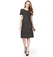 Spotted Fit & Flare Ruched Tea Dress