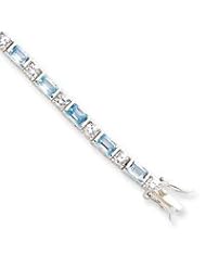 Sterling Silver Blue Topaz & CZ Bracelet