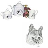 Welsh Corgi, Pembroke Tea Set, Porcelain by Rosalinde