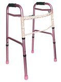 2-Button Release Adjustable Aluminum Folding Walker - Pink Color - Each