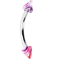 Pink Purple Multi Color Marble Cone Eyebrow Ring