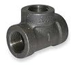Industrial Grade 1LBY2 Tee, Blk Malleable Iron, 300 PSI, 3 In