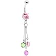 Pink Gem Chic Circular Drop Dangle Belly Ring