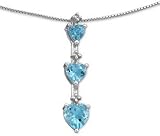 Heart-Cut Blue Topaz Three-Stone Pendant