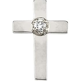 11.00X08.00 Mm 14K Yellow Gold Cross Lapel Pin W Diamond by 