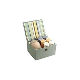 CANDLE GIFT BOX STELLA Box Set Contains One Clary Sage & Nectarine Medium Frosted Vase & Six Votives Featuring Vetiver Chamomile & Claray Sage And Nectarine & Magnolia And Cassis