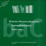 Berliner allegroCatalog baC. CD- ROM f�r DOS ab 3.3/ Windows ab 3.1. Fr�hjahr 2001 - 