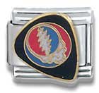 Clearly Charming Steel Your Face Guitar Pick Grateful Dead Italian Charm Bracelet Link