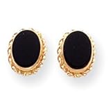 14k Gold Bezel Onyx Earrings