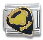 Clearly Charming Guitar Pick with Yellow Bear Grateful Dead Italian Charm Bracelet Link