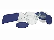Pyrex Storage 10-Piece Set, Clear with Blue Lids