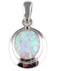 Morningflower Oval White Opal Pendant