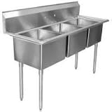 EconomyStainless 3 Compartment Sink 23x23