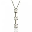 Three Stone Diamond Stick Pendant Necklace in 14K White Gold
