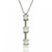 14KT White Gold Stick Pendant w/ Chain 3 Stone Diamond