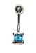Genuine Blue Topaz in a Princess Cut 14 karat White Gold Belly Button Ring Nickel Free
