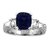 14k White Gold Cushion Tanzanite and Diamond Ring 5.03 TCW