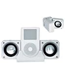 MicroVillage - WHITE PORTABLE FOLDING SPEAKERS FOR IPOD VIDEO, CLASSIC, TOUCH, IPHONE NANO (1ST, 2ND, 3RD GENERATION), MINI, SHUFFLE PLUS ALL OTHER MP3 AND MP4 PLAYERS *INCLUDES POWER ADAPTER*