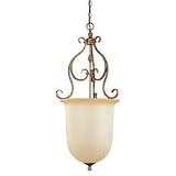 Bistro - Foyer or Hall Fixture - Golden Bronze Venetian Patina - Ivory Art Glass - B1383