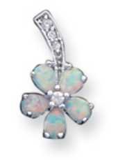 Sterling Silver Opal Flower Pendant