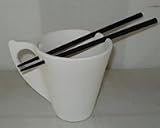 Ceramic bisque unpainted asian noodle mug w/chopsticks 6-1/4