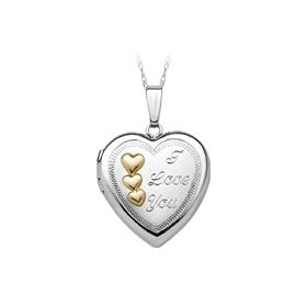 'I Love You' Heart Locket in 14kt. Two Tone Gold by