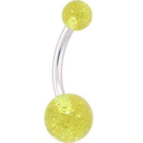 BELLY - 7/16 Glittering Gold GLITTER Banana Belly Ring by 