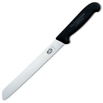 Victorinox Cutlery 8-Inch Wavy Edge Bread Knife, Black Fibrox Handle