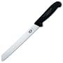 Victorinox Cutlery 8-Inch Wavy Edge Bread Knife, Black Fibrox Handle