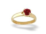 14K Yellow Gold Genuine Round Ruby Solitaire Ring