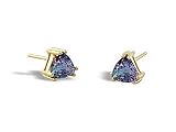 14K Yellow Gold Trillion Created Alexandrite Stud Earrings