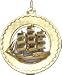 Jewelry : Sailing Ship on Open Disc, 14K Gold Charm