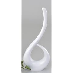 Moderne Vase im eleganten Design 37cm weiss-Mattglasur kunstvoll aus Keramik von Hand gestaltet