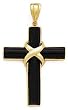 14k Gold & Black Onyx Cross Pendant