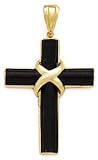 14k Gold & Black Onyx Cross Pendant