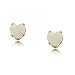 White Heart Opal Stud Earrings in Solid Yellow Gold