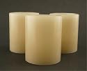 BATTERY OPERATED Pillar CANDLES Wax 2.5" ivory Set 3