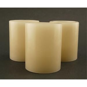 BATTERY OPERATED Pillar CANDLES Wax 2.5 ivory Set 3 by 