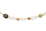 14K Gold over Sterling Silver Tiger Eye and Cultured Freshwater Pearl Necklace
