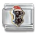 Clearly Charming Black Lab with Santa Hat Dog Breed Canine Collection Italian Charm 18k Gold by Casa D'Oro