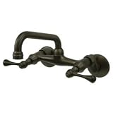 Elements of Design ES3135L Wall Mount Kitchen Faucet with Twin Handles, 4 - 9 Adjustable Spread, O