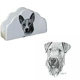 Airedale Terrier Napkin Holder, Porcelain by Rosalinde