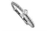 18K White Gold Hand-Woven Mesh Ring, Enhanced with a Bezel-Set Diamond.