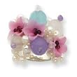 Sterling Silver Cultured Pearl/Lavender Jade/Amazonite/Quartz Ring