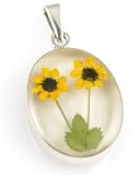 Double Sunflower Medium Oval Pendant