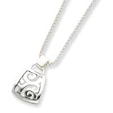 Sterling Silver Fancy Pendant With Chain - 18 Inch - Italian