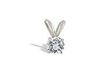 14K White Gold Genuine Round White Topaz Pendant