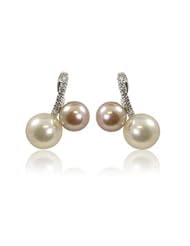 14K white gold 6.5-8mm white and lavendar freshwater cultured pearl and diamond (.06ctw) ring.